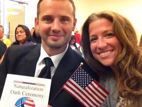 Tamas and Cheri at the Naturalization Ceremony