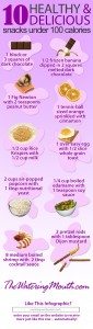 10 healthy snacks under 100 calories infographic