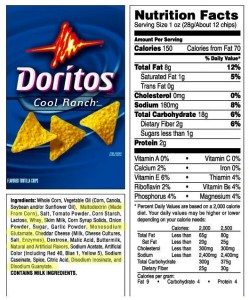 doritos nutrition and ingredients label