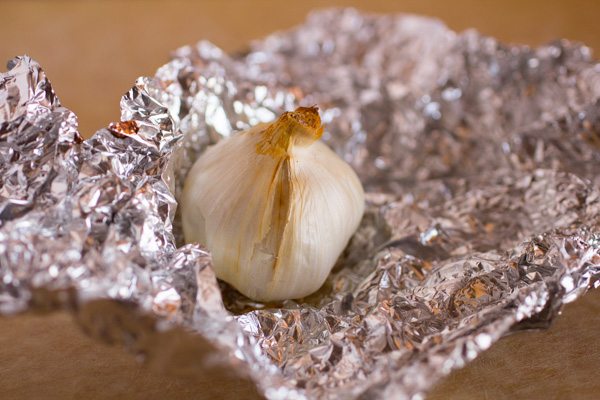 roasted garlic head in foil