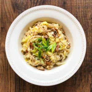 cabbage and mushroom pasta recipe from the top