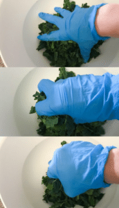squeeze and massage the kale